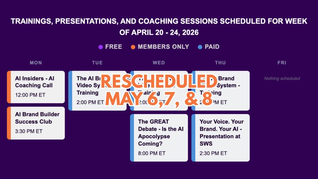 upcoming ai trainings and coaching sessions from White Beard Strategies